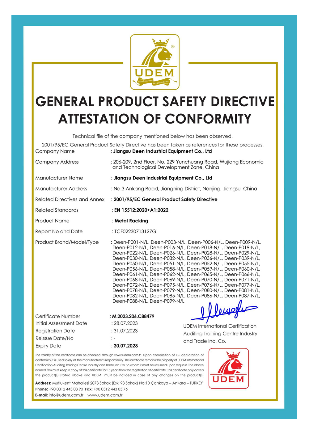 CE Certification Certificate
